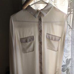 Ann Taylor Loft Cream Button Down Blouse